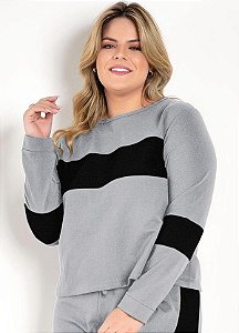 Casaco Mescla Claro Em Moletinho Plus Size