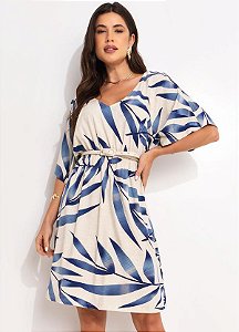 Vestido Folhagem Azul