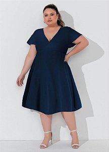 Vestido Evangélico Marinho Plus Size