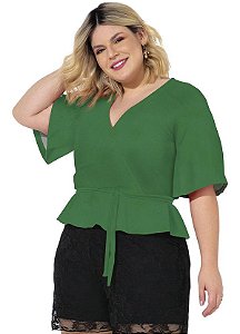 Blusa Verde Com Faixa Gratis Plus Size