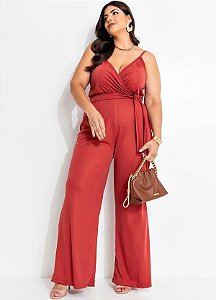 Macacão Com Amarração Terracota Plus Size