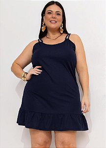 Vestido Azul Marinho Em Malha