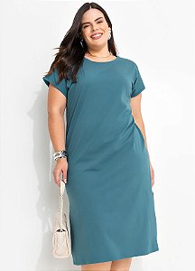 Vestido Azul Em Malha De Algodão