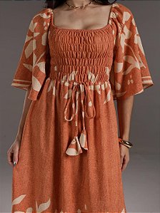 Vestido Bohemia Estampado Modern Laranja