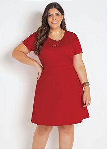 Vestido Evasê Vermelho Plus Size