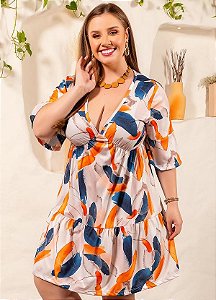 Vestido Abstrata Em Jersey Acetinado