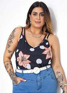 Blusa Poá Hibisco Em Malha