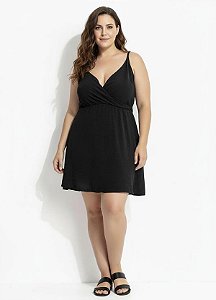 Vestido Preto Em Crepe Plano Plus Size