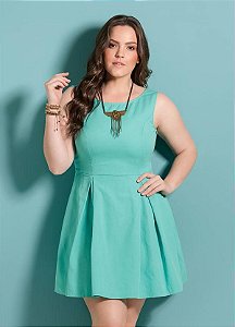 Vestido Godê Turquesa Plus Size - Foxxstore