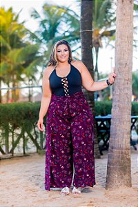 Conjunto Jogger Preto E Pink Plus Size - Foxxstore