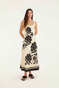 vestido languido estampado floral arabasque