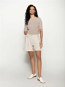 Blusa Canelada Gola Redonda Meia Manga