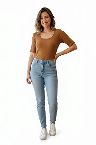 Blusa Canelada Básica Gola Redonda