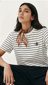T-shirt Listrada com aplique Abelha