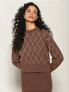 Blusa em fio pluma com padronagem geométrica