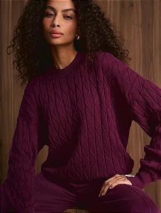 Blusa canelada em algodão com decote redondo