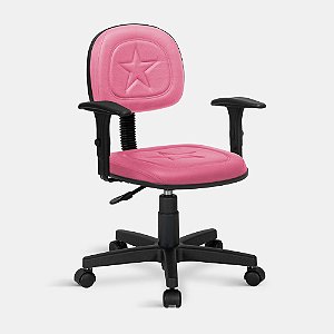 Cadeira Secretaria Estrela Giratória Universal C/Braços Rosa