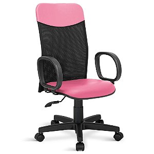 Cadeira Presidente Marsala Giratória Universal C/Braços Rosa