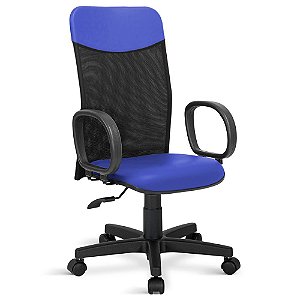 Cadeira Presidente Marsala Giratória Universal C/Braços Azul