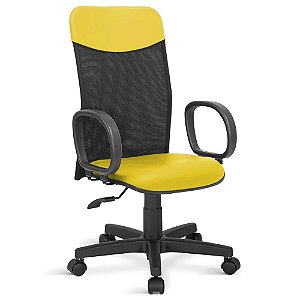 Cadeira Presidente Marsala Giratória Universal C/Braços Amarela
