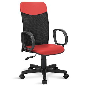 Cadeira Presidente Marsala Giratória Universal C/Braços Vermelha