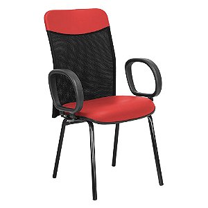 Cadeira Diretor Marsala Pé Palito C/Braços Vermelha