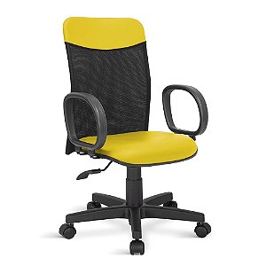 Cadeira Diretor Marsala Giratória Universal C/Braços Amarela