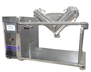 Misturador Tipo V de Bancada para Pó e Granulados - 10 Litros(7 kg) - Inox