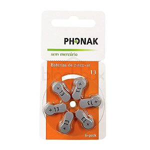 6 Pilhas Bateria Aparelho Auditivo 13 Pr48 - Phonak