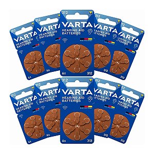 60 Pilhas Baterias 312 Pr41 Aparelho Auditivo - Varta