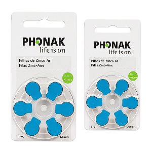 12 Baterias Pilhas Aparelho Auditivo 675 Pr44 - Phonak