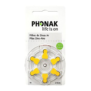 6 Pilhas Baterias Aparelho Auditivo 10 Pr70 Pr230 - Phonak