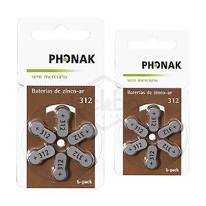 12 Pilhas Baterias Aparelho Auditivo 312 Pr41 - Phonak
