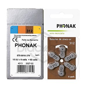 60 Pilhas Baterias Aparelho Auditivo 312 Pr41 - Phonak