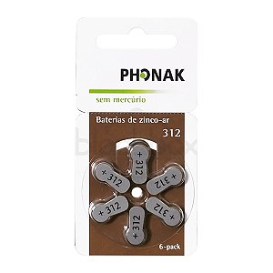 6 Pilhas Baterias Aparelho Auditivo 312 Pr41 - Phonak