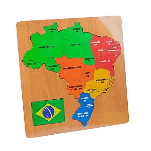 Mapa Geografico Brasil 30 Pecas de Madeira
