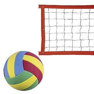 Kit Rede de Vôlei com Bola Evo Sports 7 metros Laranja