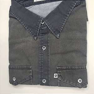 Camisa Jeans masculina manga curta em tecido 100% de algodão, ref 1555