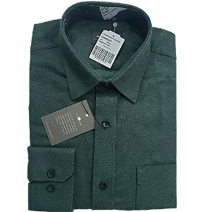 Camisa de flanela verde mar manga longa de algodão