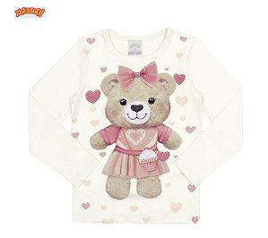 Blusa manga longa em malha estampada com strass Alakazoo 66889