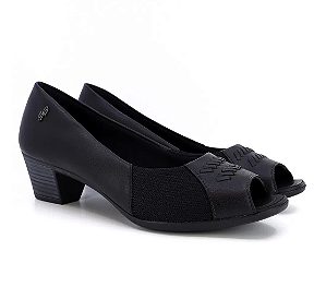 Sapato Feminino Peep Toe Tramado Preto Usaflex AC3216004