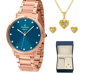 Kit Relógio Feminino Analógico Champion Rosê - CN24435Y