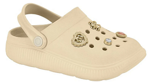 Sandália Babuche Molekinha Infantil Menina Bottons Pins 2591103