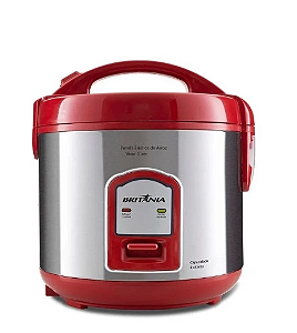 Panela Eletrica Arroz Britania Faz 6 Xicaras Visor Glass Vermelha bpa6v