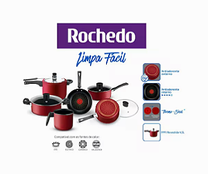 Conjunto de Panelas Rochedo Limpa Fácil 6 peças Vermelho