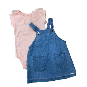 Conjunto Jardineira e Body Menina Infant 77855
