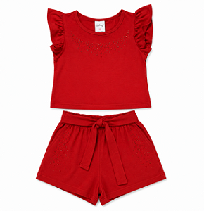 Conjunto Feminino Blusa com Strass e Shorts 46186