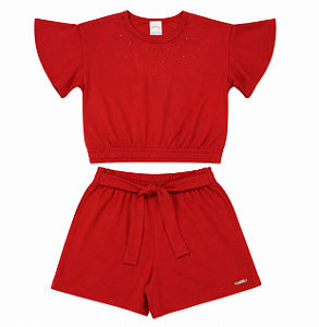 Conjunto Feminino Blusa com Strass e Shorts 46817 - Alakazoo