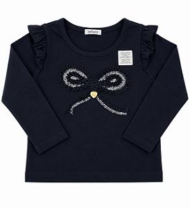 Blusa Infantil Brandili Manga Longa Laço 51749