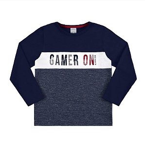 Camiseta Gamer On em Meia Malha Penteada Marinho Action 61601